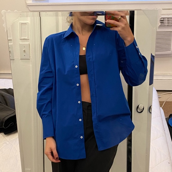 Royal Blue Zara long sleeve button up - Picture 1 of 3